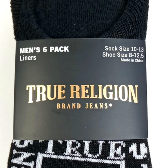 True Religion Men's 6 Pack Liners Sock Size 10-13 Shoe Size 8-12.5 - Picture 2 of 6